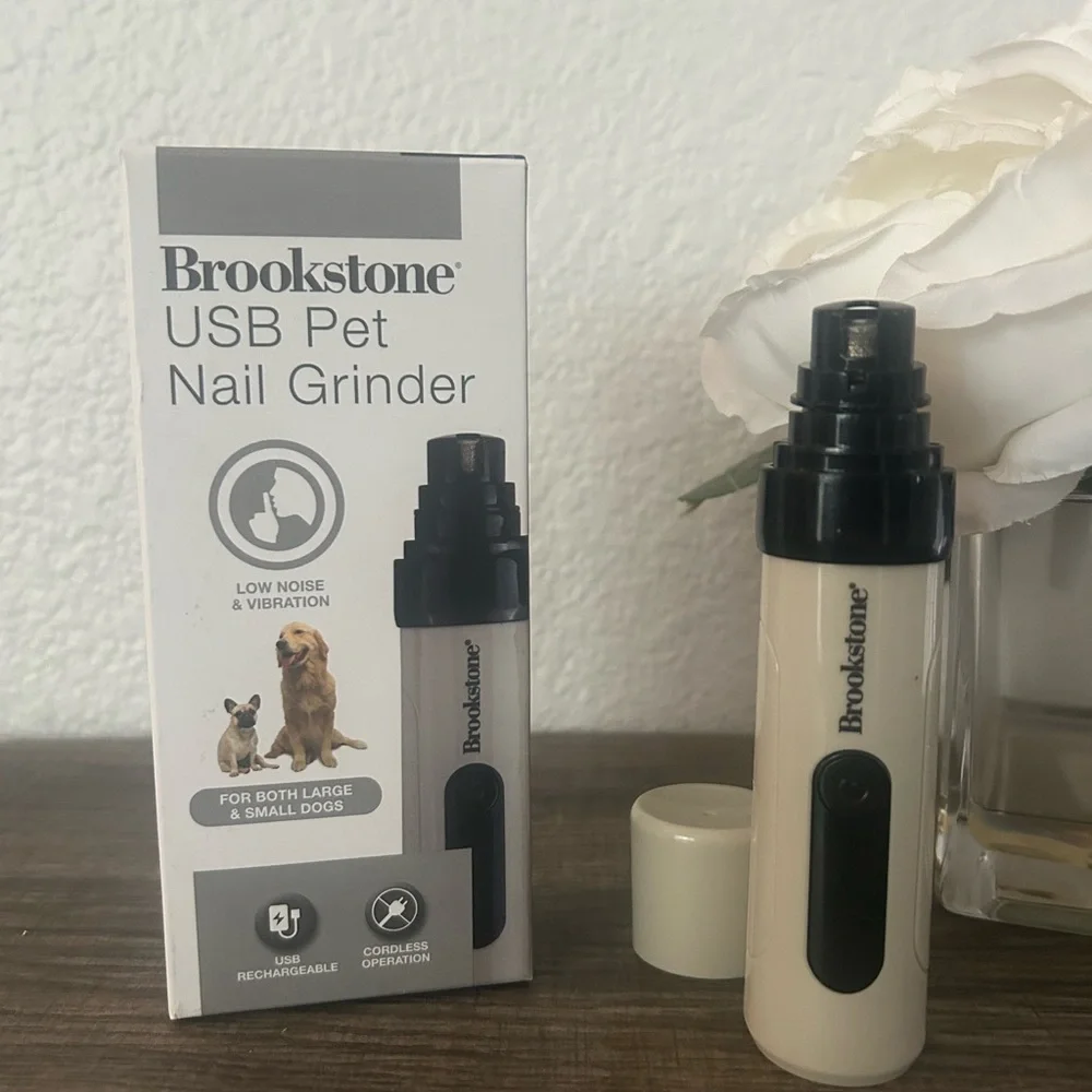 Brookstone USB Pet Nail Grinder in Black and Cream